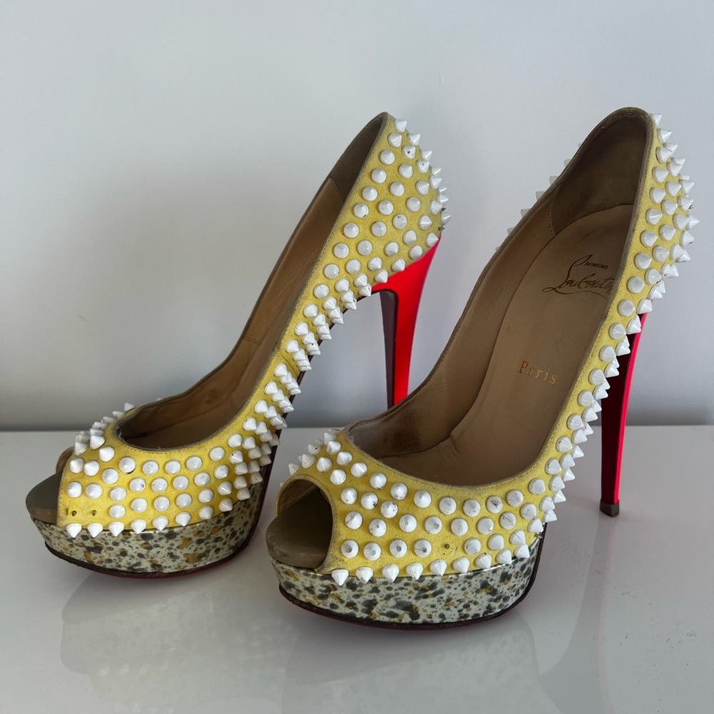 Authentic Christian Louboutin Lady Peep 150 with studs  size 38.5